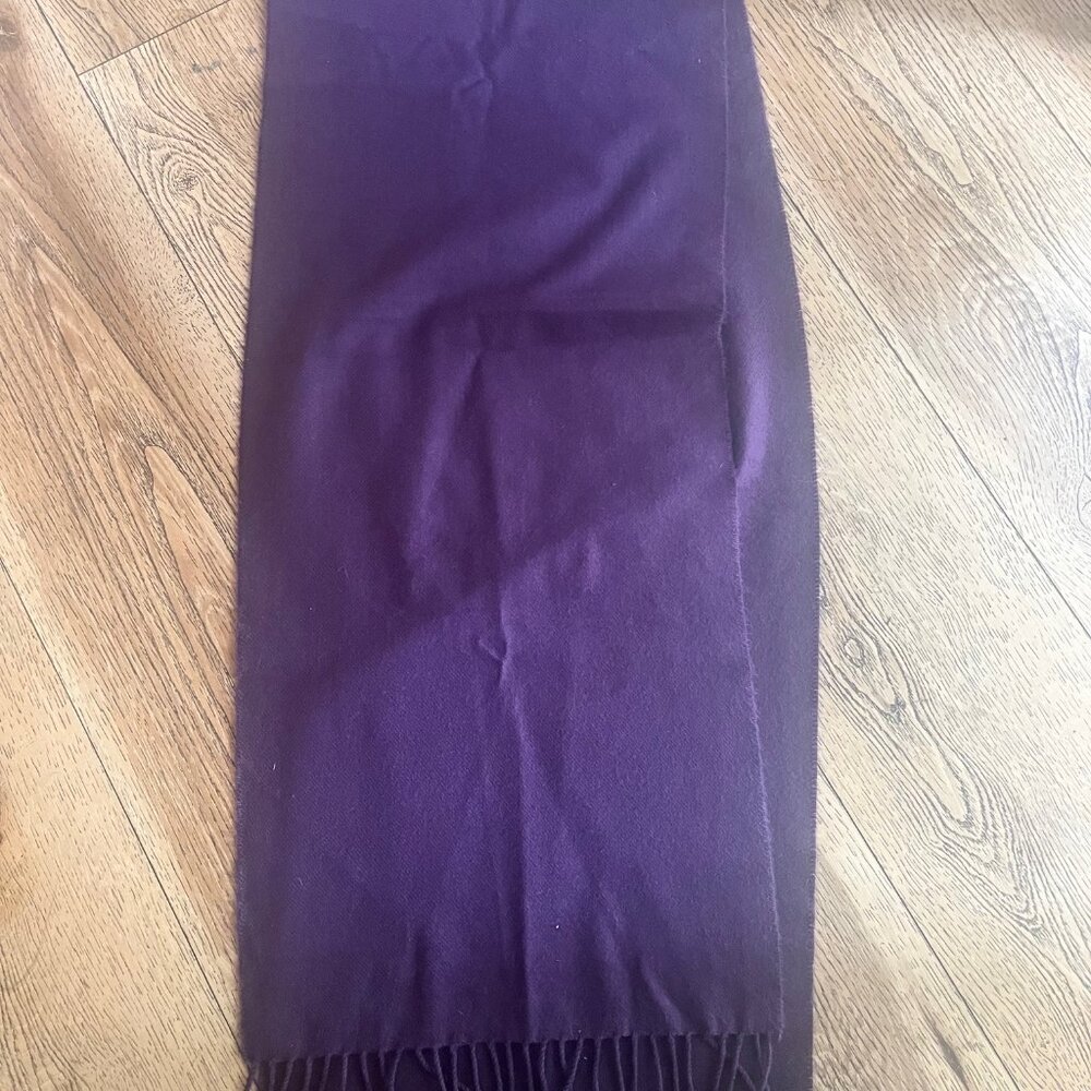 Hand Tailored Made in Germany 100% Cashmere Plum Purple Scarf Unisex - Picture 4 of 6